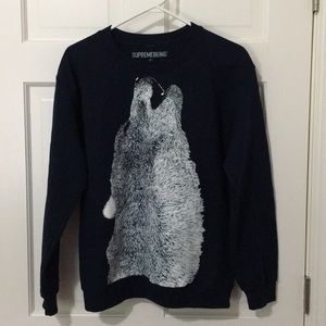Navy graphic crew neck sweatshirt
